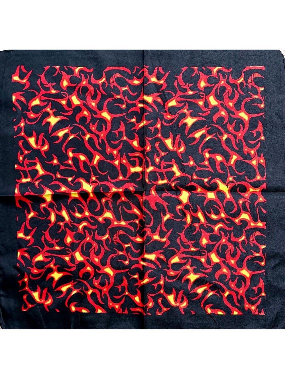 Flame Pattern Black Scarf - Bold Red, Orange, Yellow Design